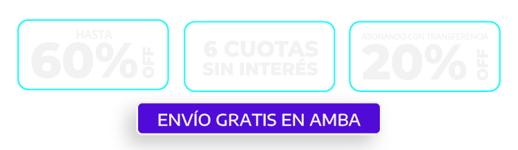 hasta 60% off, 6 cuotas sin interés, 30% off abonando con transferencia